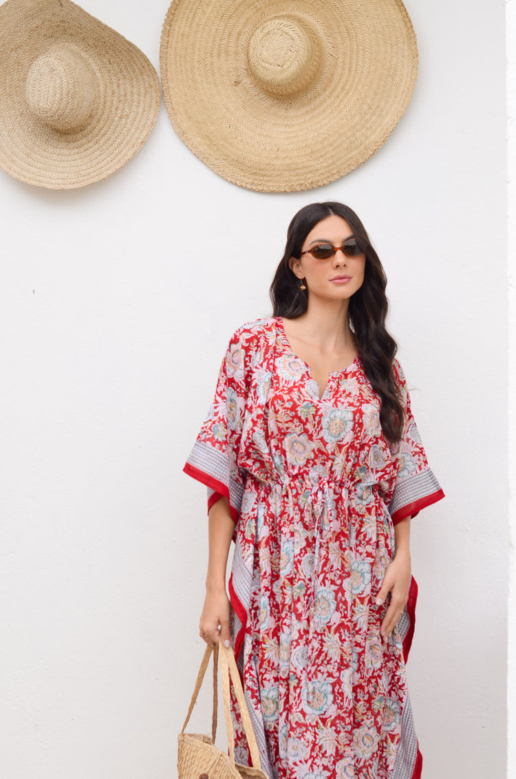 Kaftan Vermelho Floral