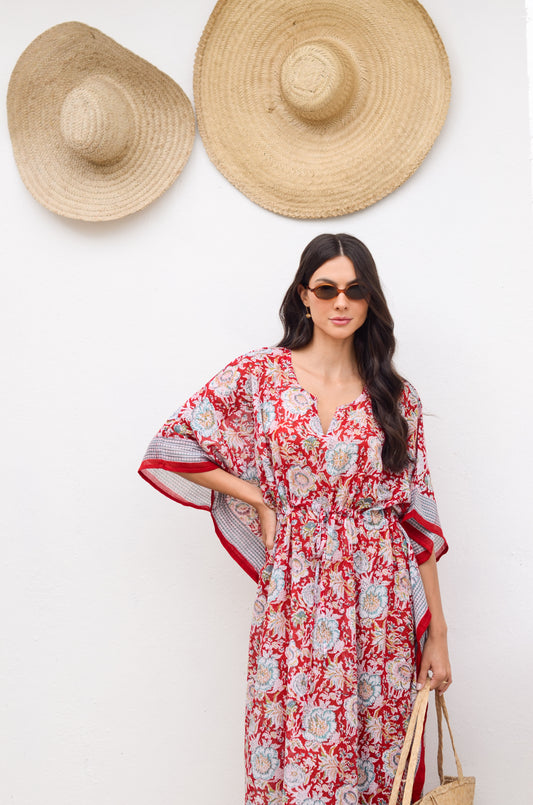 Kaftan Vermelho Floral