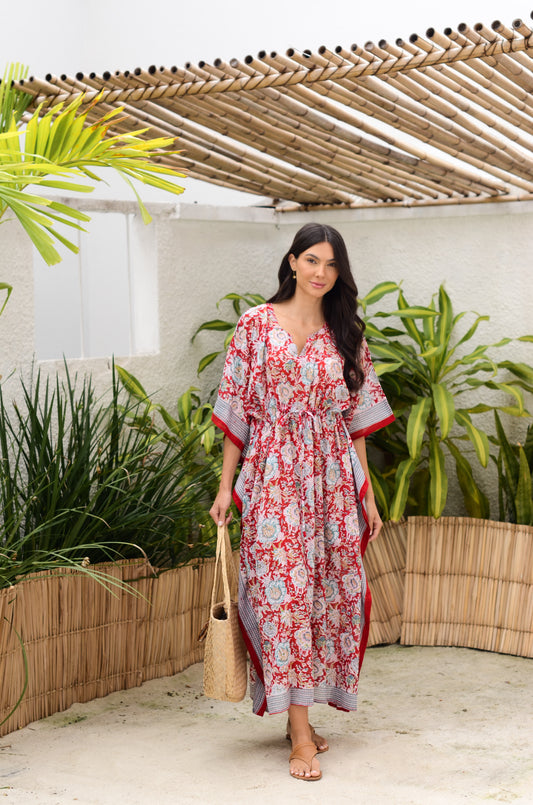 Kaftan Vermelho Floral