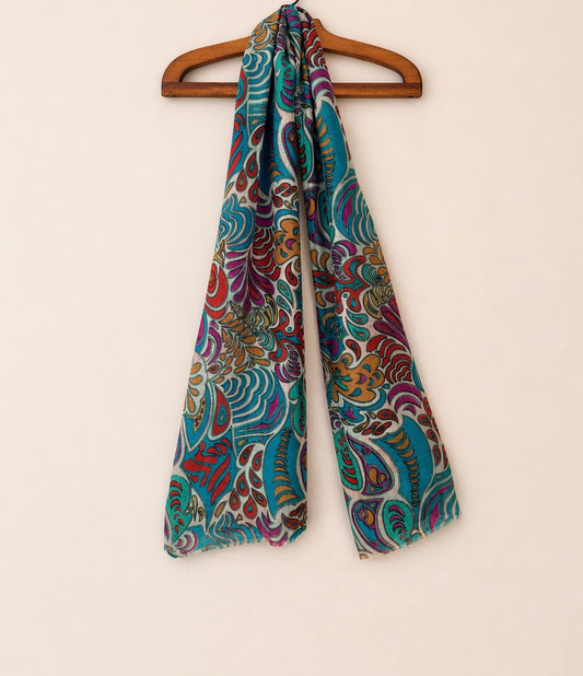 Lenço Turquesa Estampado