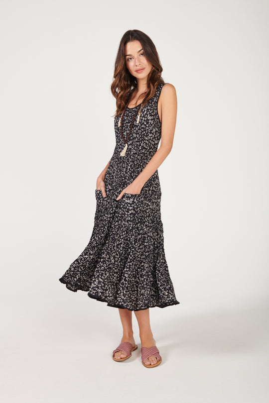 Vestido Girassol Midi Nuit
