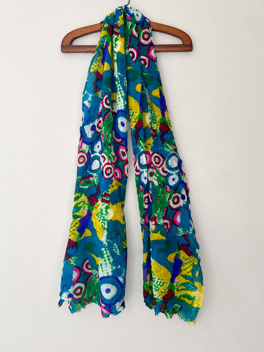 Lenço Maxi Turquesa Estampado