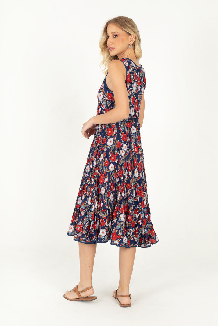Vestido Girassol Midi Marinho