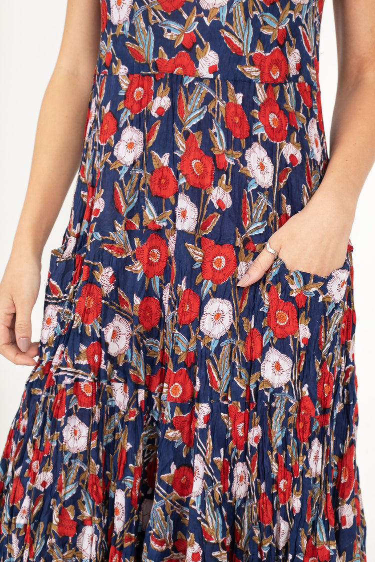 Vestido Girassol Midi Marinho