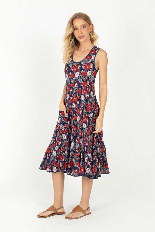 Vestido Girassol Midi Marinho
