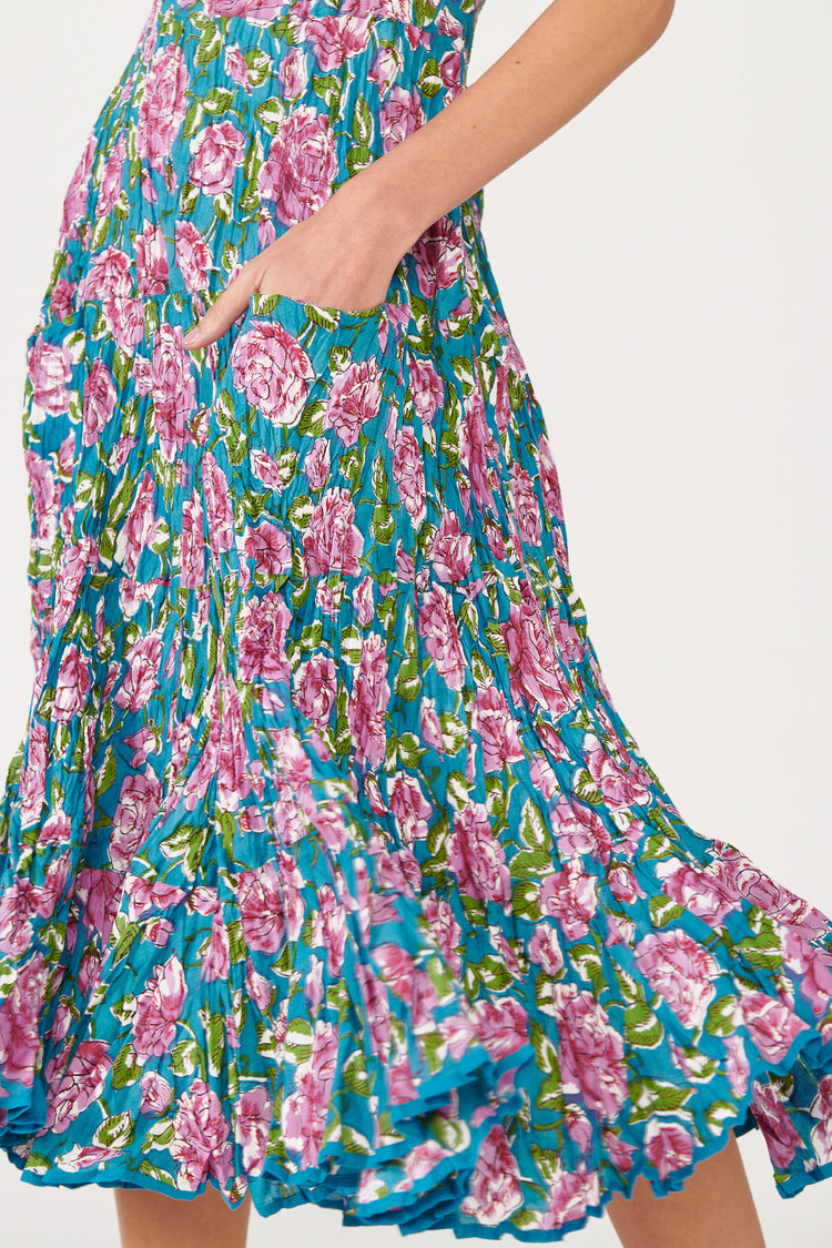 Vestido Girassol Midi Turquoise