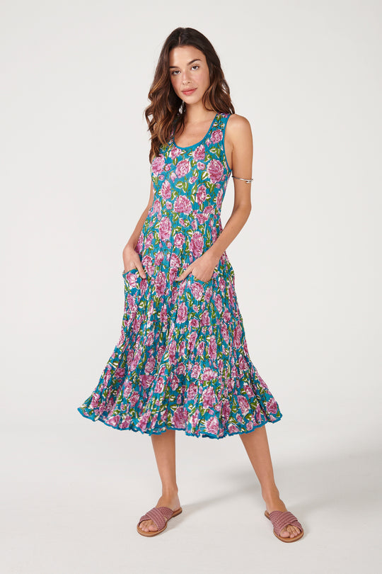 Vestido Girassol Midi Turquoise
