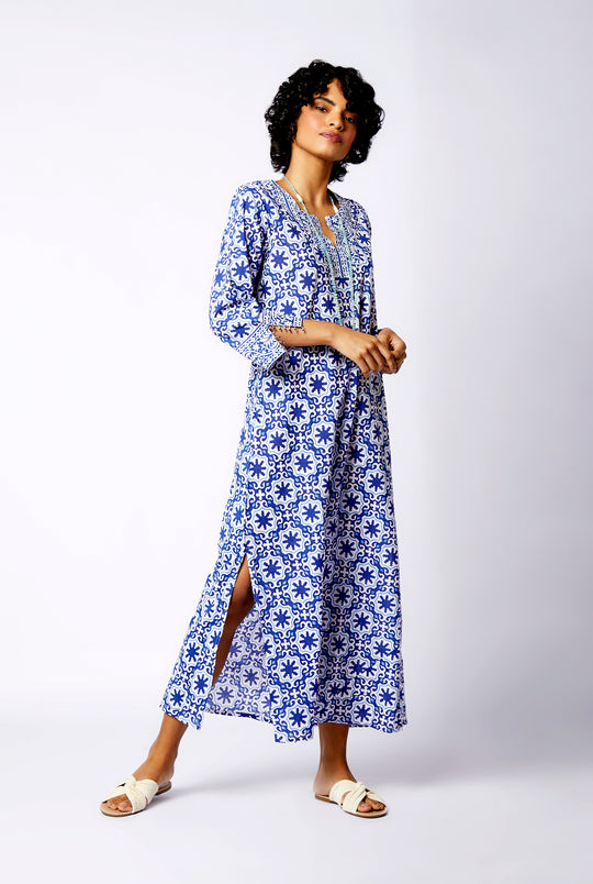 Túnica Longa Marrocos Blue