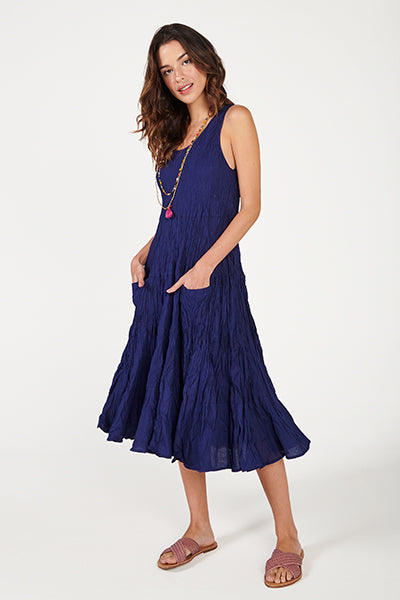 Vestido Girassol Midi Bleu